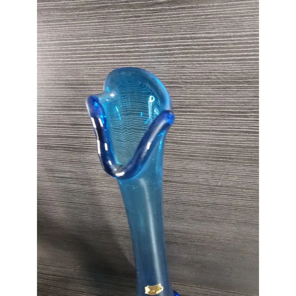 Viking Art Glass Epic Line Drape Bluenique Blue Swung Glass 15